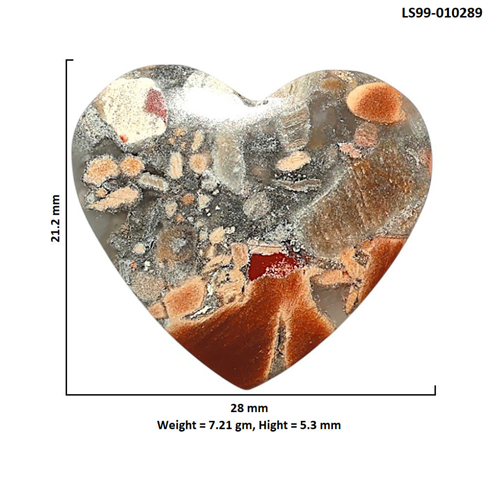 Natural Maligano Jasper 28x21.2x5.3 mm Heart Shape Polished Gemstone LS99-010289