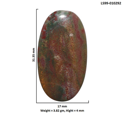 Natural Blood Stone 17x31.35x4 mm Oval Shape Polished Gemstone LS99-010292