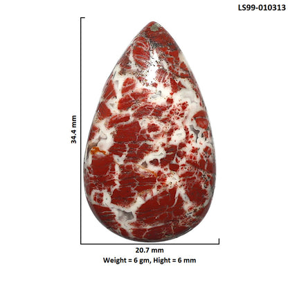 Natural Money Agate 20.7x34.4x6 mm Pear Shape Polished Gemstone LS99-010313