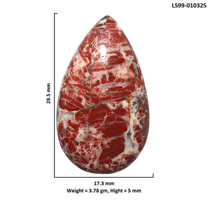 Natural Money Agate 17.3x29.5x5 mm Pear Shape Polished Gemstone LS99-010325