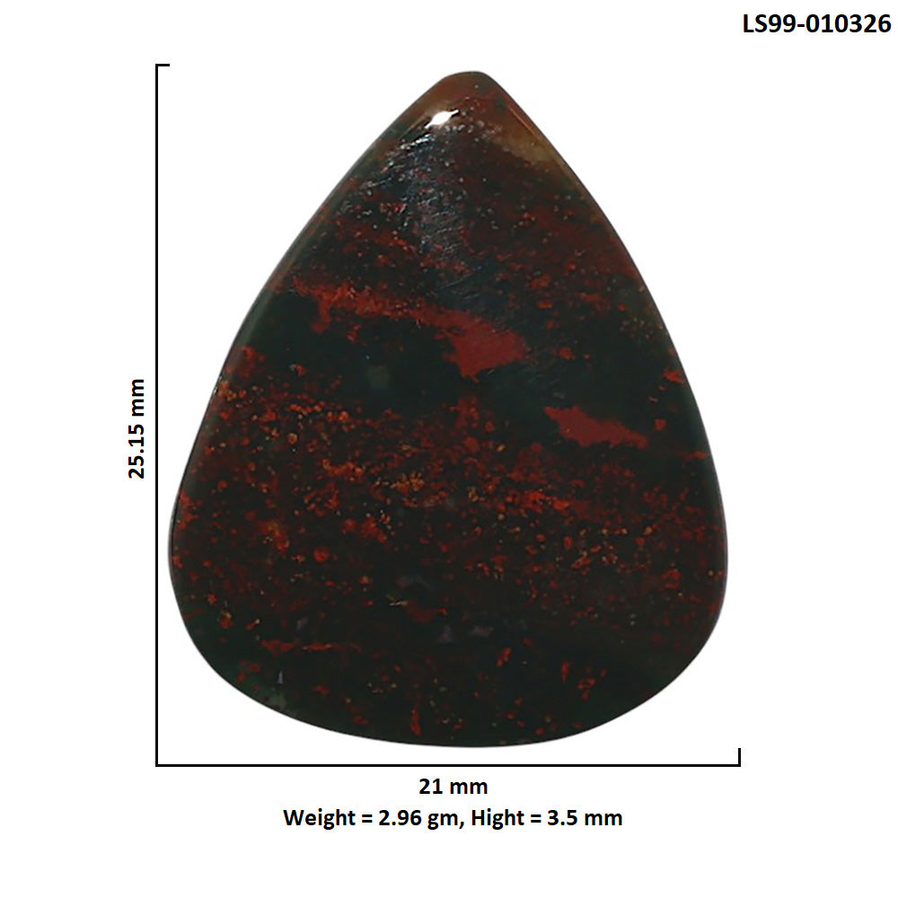 Natural Blood Stone 21x25.15x3.5 mm Pear Shape Polished Gemstone LS99-010326