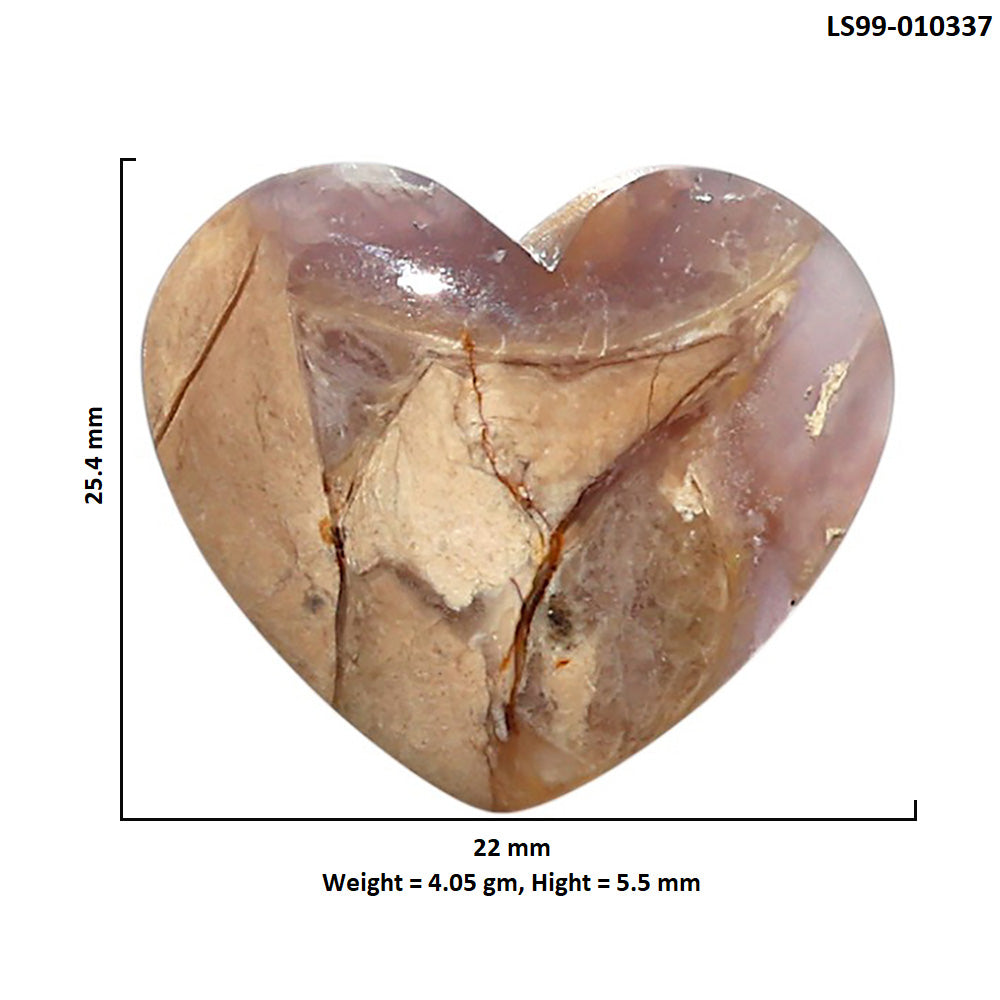 Natural Amethyst Sage Agate 22x25.4x5.5 mm Heart Shape Polished Gemstone LS99-010337