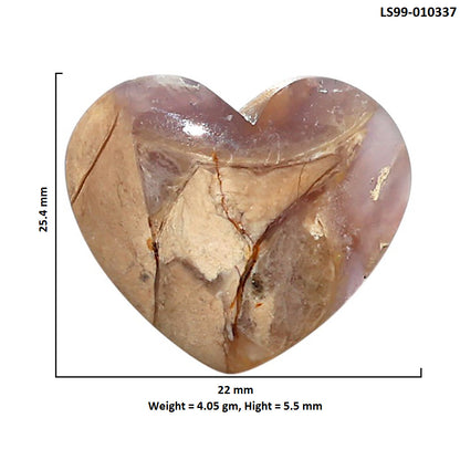 Natural Amethyst Sage Agate 22x25.4x5.5 mm Heart Shape Polished Gemstone LS99-010337