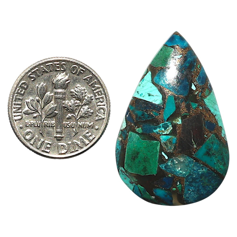 Natural Multi Copper Turquoise 19.8x30.55x5 mm Pear Shape Polished Gemstone LS99-010352