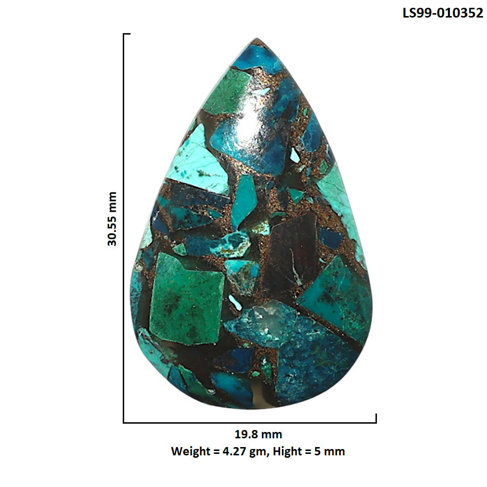 Natural Multi Copper Turquoise 19.8x30.55x5 mm Pear Shape Polished Gemstone LS99-010352
