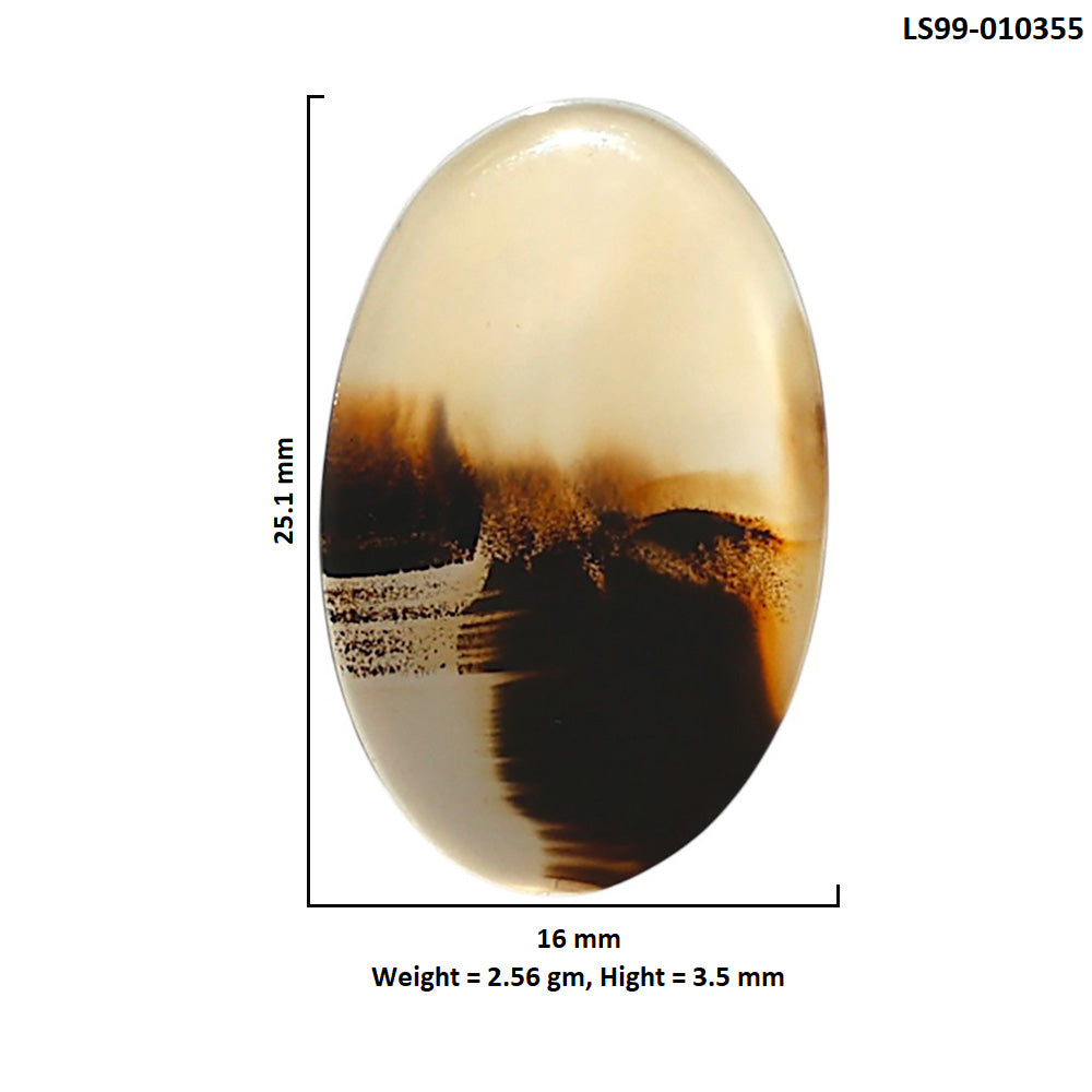 Natural Montana Agate 16x25.1x3.5 mm Oval Shape Polished Gemstone LS99-010355