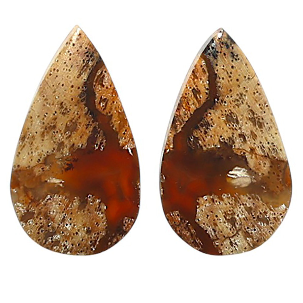 Natural Root Plume Agate 11.1x19.3x3.5 mm Pear Shape Polished Gemstone LS99-010426