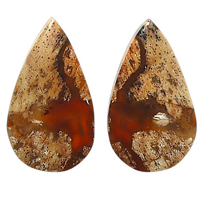 Natural Root Plume Agate 11.1x19.3x3.5 mm Pear Shape Polished Gemstone LS99-010426