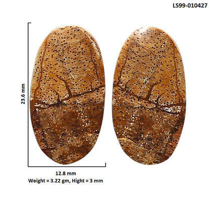 Natural Picture Jasper 12.8x23.6x3 mm Oval Shape Polished Gemstone LS99-010427