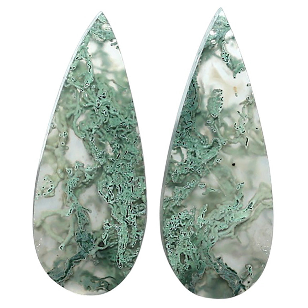 Natural Horse Canyon Moss Agate 10.3x26.5x4 mm Pear Shape Polished Gemstone LS99-010436