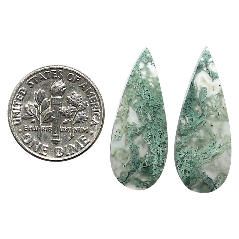 Natural Horse Canyon Moss Agate 10.3x26.5x4 mm Pear Shape Polished Gemstone LS99-010436