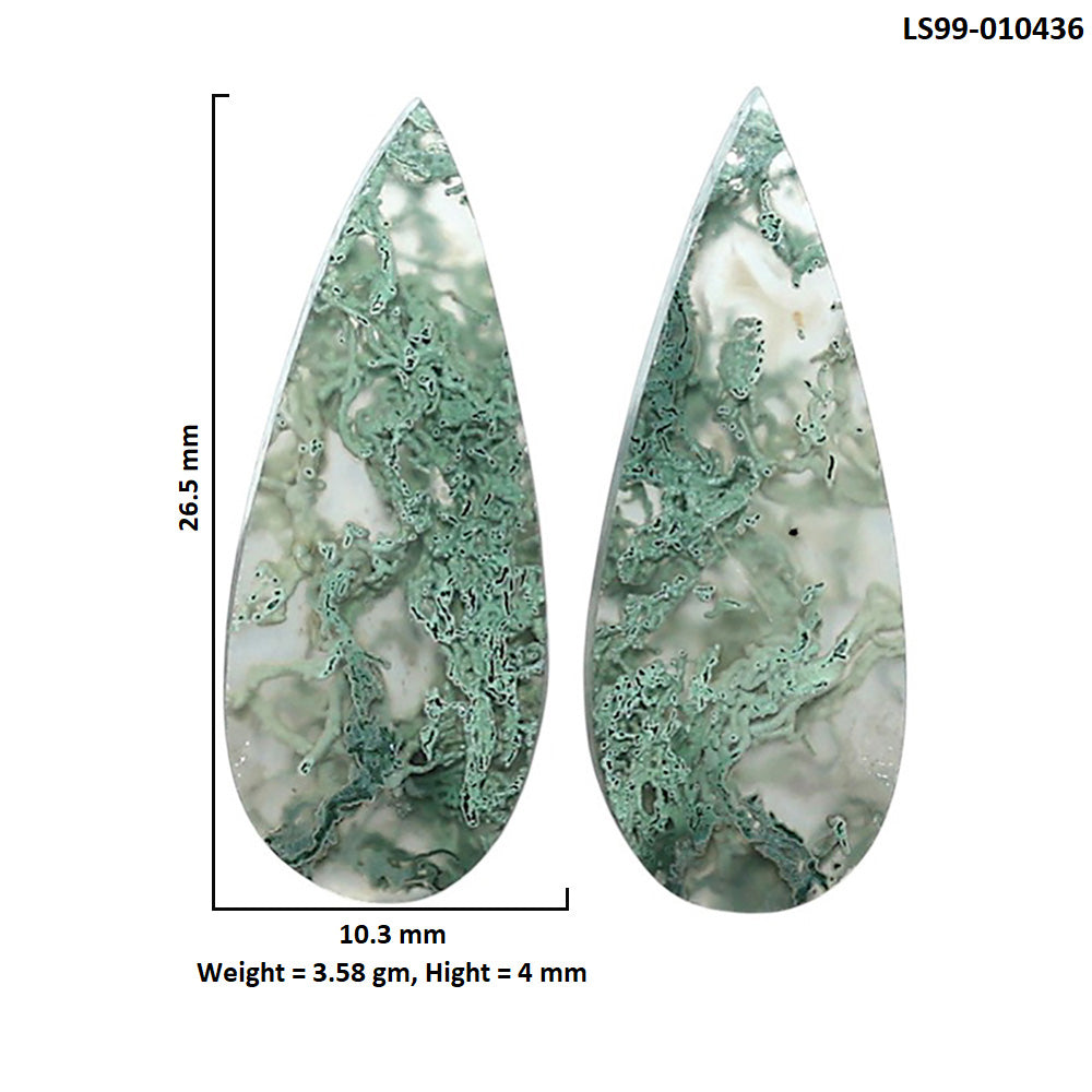 Natural Horse Canyon Moss Agate 10.3x26.5x4 mm Pear Shape Polished Gemstone LS99-010436