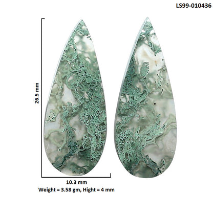 Natural Horse Canyon Moss Agate 10.3x26.5x4 mm Pear Shape Polished Gemstone LS99-010436