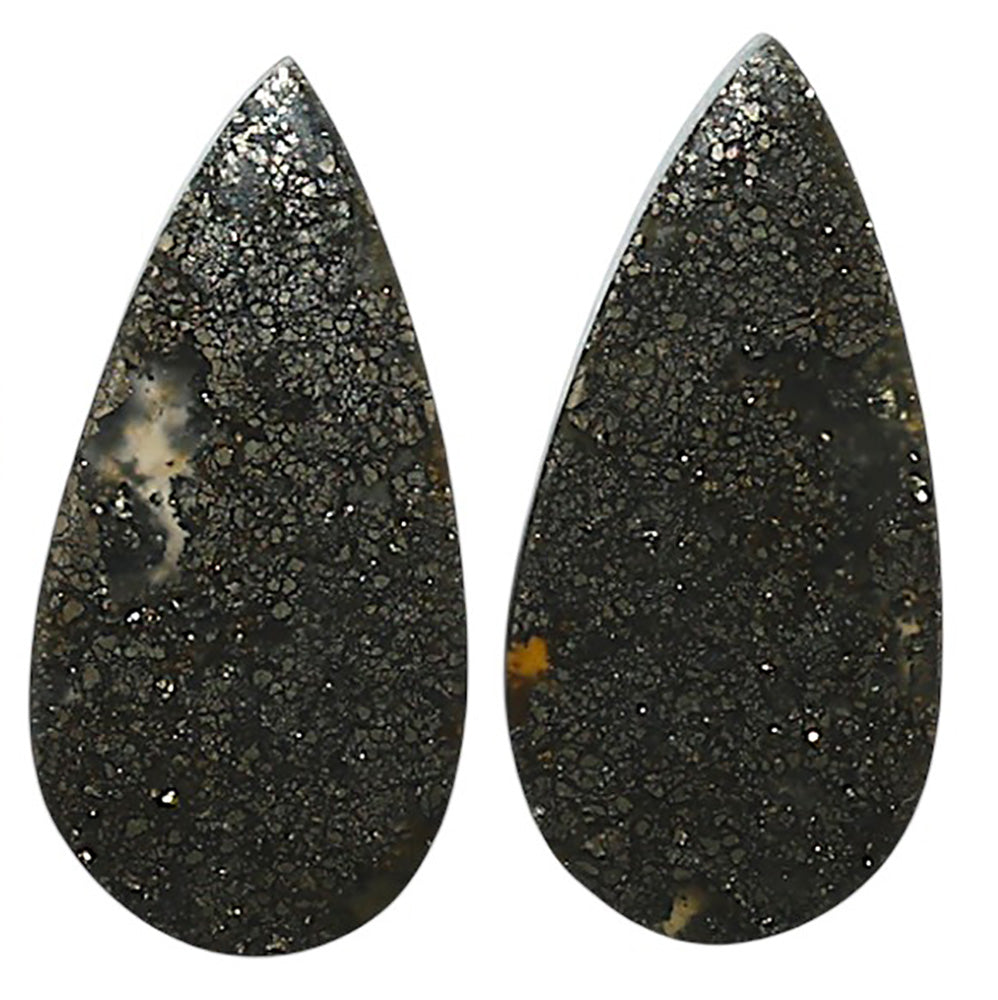 Natural Nipomo Marcasite Agate 12.5x25.5x4 mm Pear Shape Polished Gemstone LS99-010437