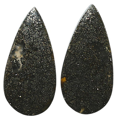 Natural Nipomo Marcasite Agate 12.5x25.5x4 mm Pear Shape Polished Gemstone LS99-010437