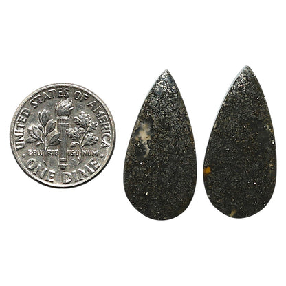 Natural Nipomo Marcasite Agate 12.5x25.5x4 mm Pear Shape Polished Gemstone LS99-010437