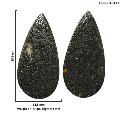 Natural Nipomo Marcasite Agate 12.5x25.5x4 mm Pear Shape Polished Gemstone LS99-010437