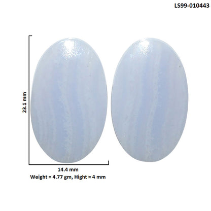 Natural Blue Lace Agate 14.4x23.1x4 mm Oval Shape Polished Gemstone LS99-010443