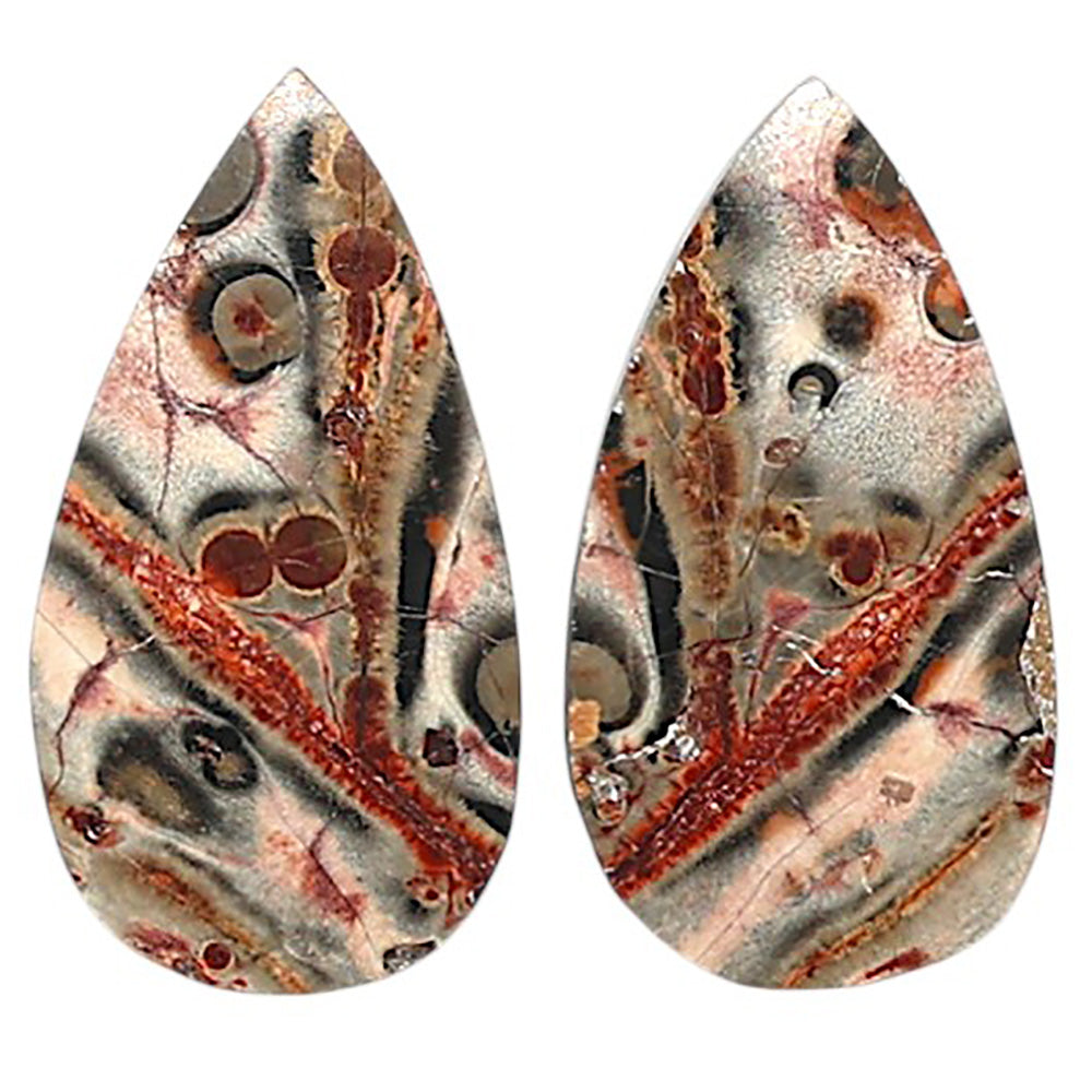 Natural Leopard Skin Jasper 10.6x20x3.5 mm Pear Shape Polished Gemstone LS99-010445