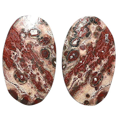 Natural Leopard Skin Jasper 12.6x20.7x3.5 mm Oval Shape Polished Gemstone LS99-010447
