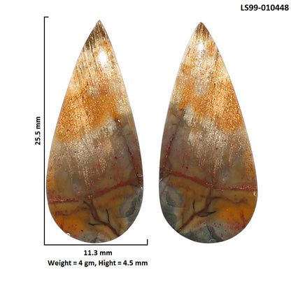 Natural Polygram Jasper 11.3x25.5x4.5 mm Pear Shape Polished Gemstone LS99-010448