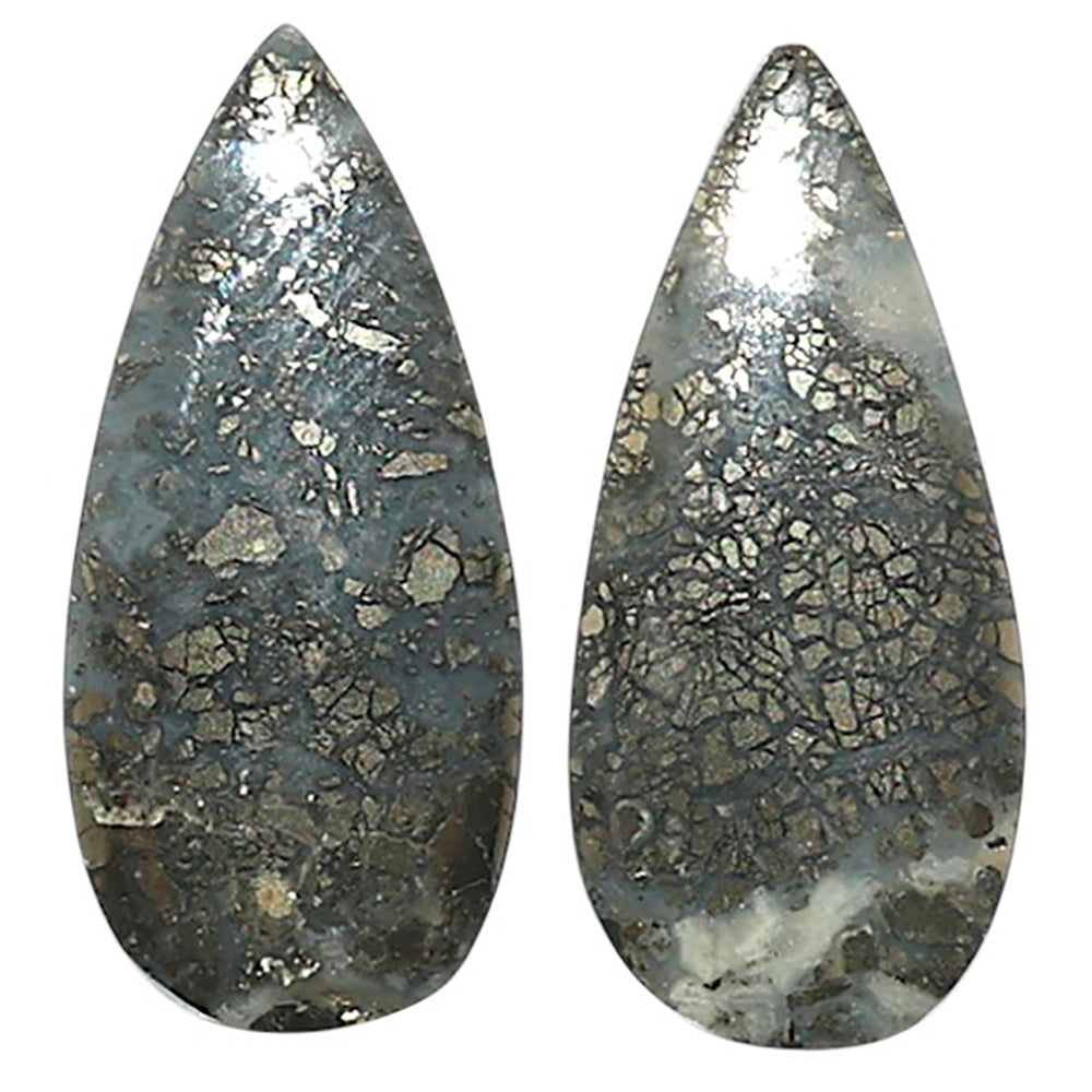 Natural Nipomo Marcasite Agate 11x23.8x3.5 mm Pear Shape Polished Gemstone LS99-010453