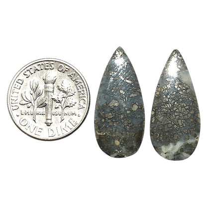 Natural Nipomo Marcasite Agate 11x23.8x3.5 mm Pear Shape Polished Gemstone LS99-010453