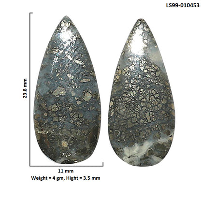 Natural Nipomo Marcasite Agate 11x23.8x3.5 mm Pear Shape Polished Gemstone LS99-010453
