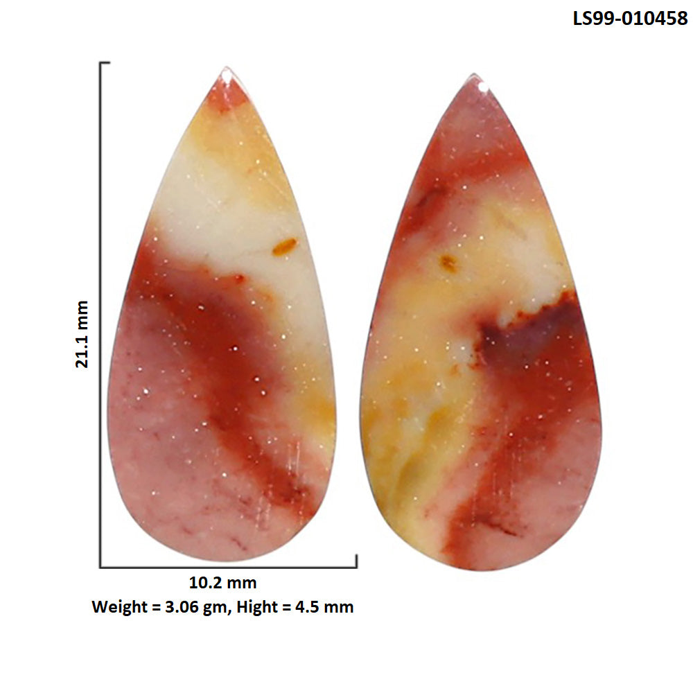 Natural Red Mookaite 10.2x21.1x4.5 mm Pear Shape Polished Gemstone LS99-010458