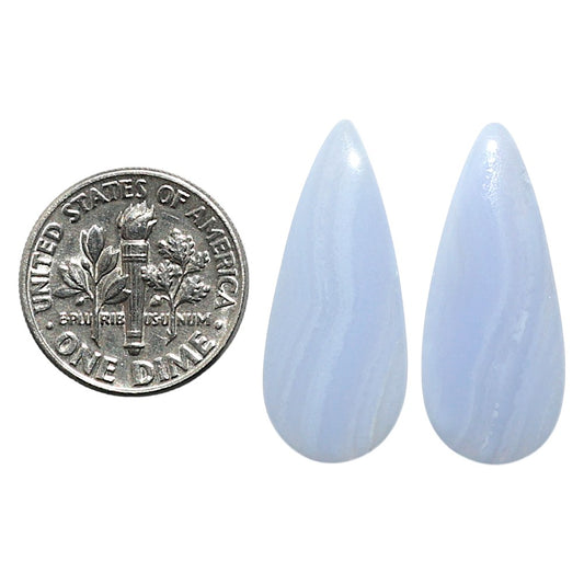 Natural Blue Lace Agate 11.1x26.5x4.5 mm Pear Shape Polished Gemstone LS99-010467
