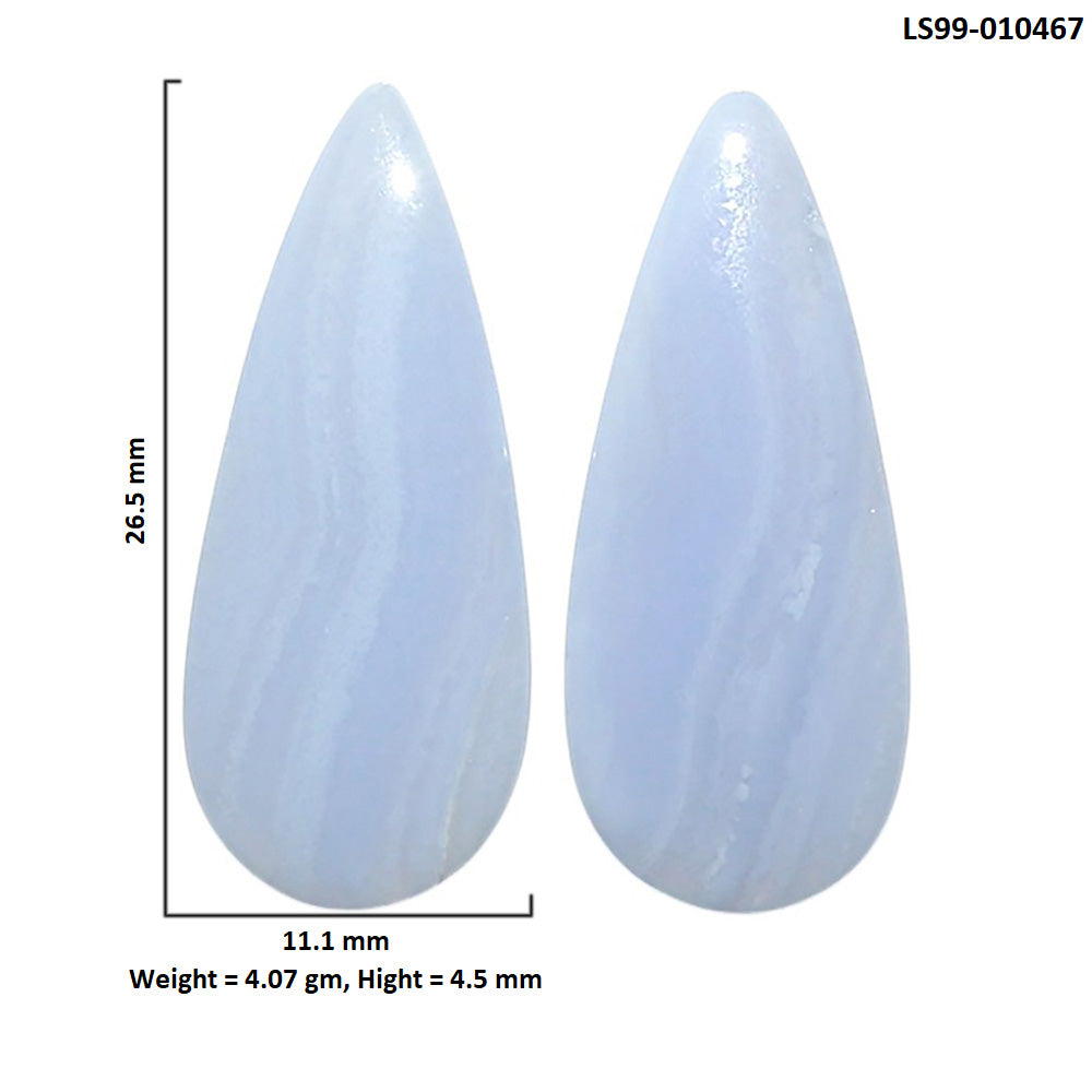 Natural Blue Lace Agate 11.1x26.5x4.5 mm Pear Shape Polished Gemstone LS99-010467