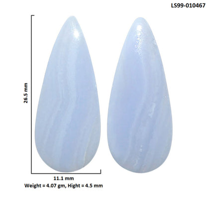 Natural Blue Lace Agate 11.1x26.5x4.5 mm Pear Shape Polished Gemstone LS99-010467