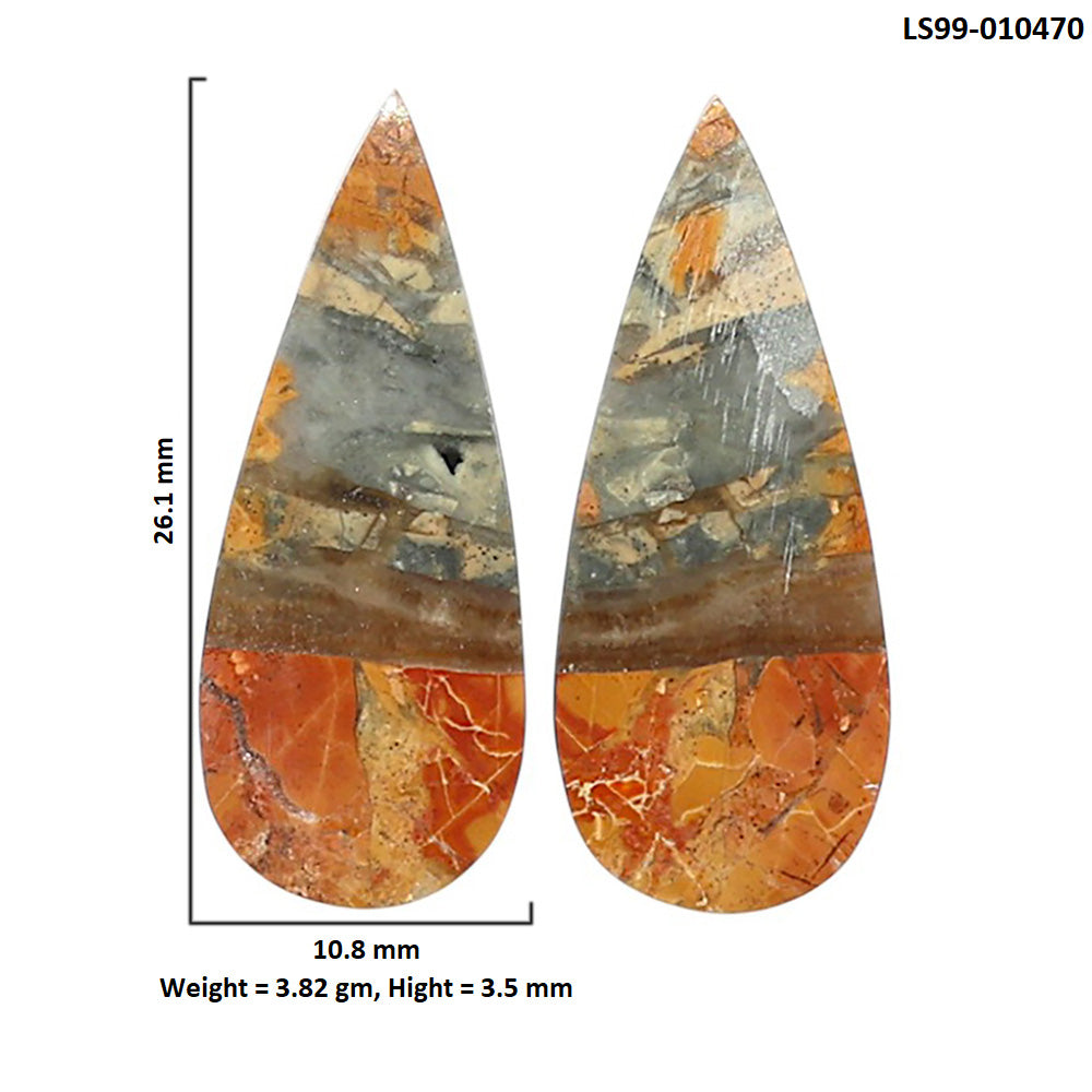 Natural Maligano Jasper 10.8x26.1x3.5 mm Pear Shape Polished Gemstone LS99-010470