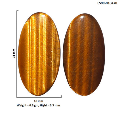 Natural Tiger Eye 16x31x3.5 mm Oval Shape Polished Gemstone LS99-010478