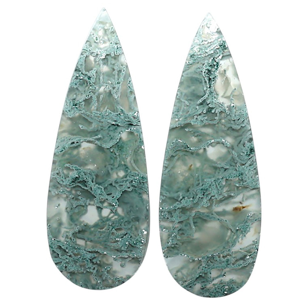 Natural Horse Canyon Moss Agate 12x33x4.5 mm Pear Shape Polished Gemstone LS99-010484