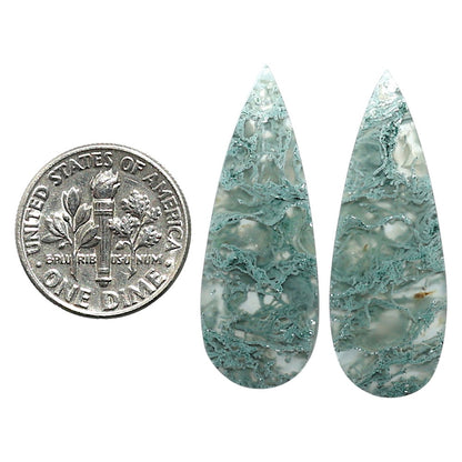 Natural Horse Canyon Moss Agate 12x33x4.5 mm Pear Shape Polished Gemstone LS99-010484