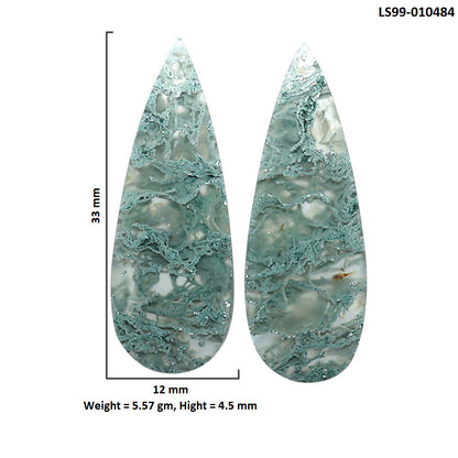 Natural Horse Canyon Moss Agate 12x33x4.5 mm Pear Shape Polished Gemstone LS99-010484