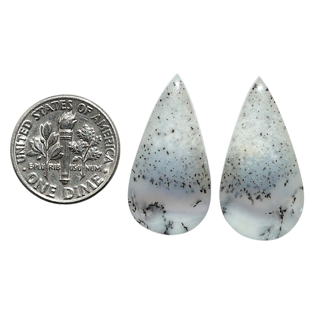 Natural Merlinite Dendritic Opal 13.7x26.5x4 mm Pear Shape Polished Gemstone LS99-010486