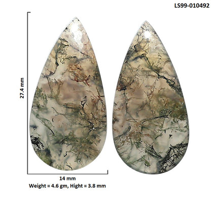 Natural Texas Moss Agate 14x27.4x3.8 mm Pear Shape Polished Gemstone LS99-010492