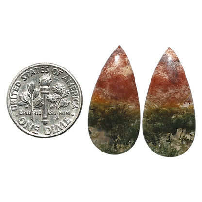 Natural Texas Moss Agate 12.5x25.75x4 mm Pear Shape Polished Gemstone LS99-010500