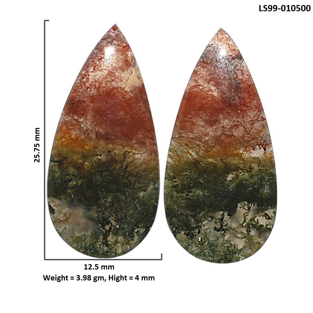 Natural Texas Moss Agate 12.5x25.75x4 mm Pear Shape Polished Gemstone LS99-010500