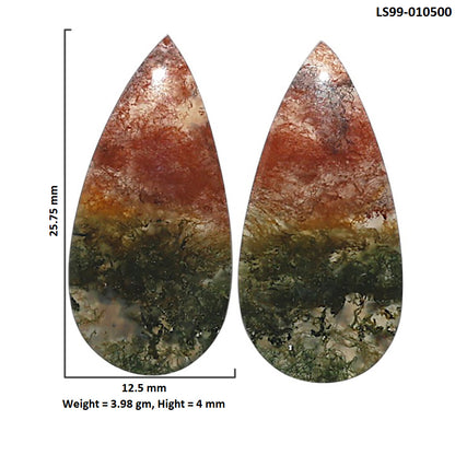 Natural Texas Moss Agate 12.5x25.75x4 mm Pear Shape Polished Gemstone LS99-010500