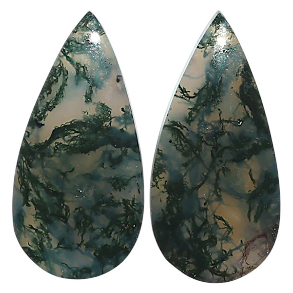 Natural Moss Agate 13x26.6x4.3 mm Pear Shape Polished Gemstone LS99-010515