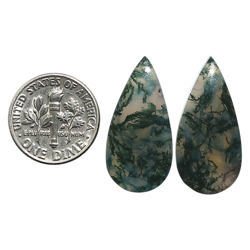 Natural Moss Agate 13x26.6x4.3 mm Pear Shape Polished Gemstone LS99-010515
