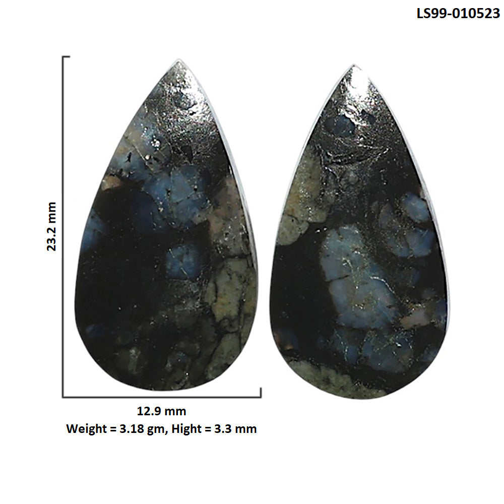Natural Llanite Blue Opal Crystal Sphere 12.9x23.2x3.3 mm Pear Shape Polished Gemstone LS99-010523