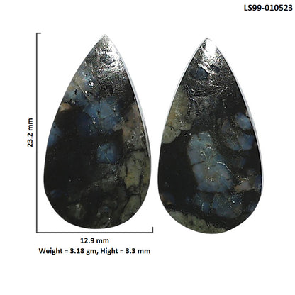 Natural Llanite Blue Opal Crystal Sphere 12.9x23.2x3.3 mm Pear Shape Polished Gemstone LS99-010523