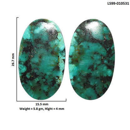 Natural Lucky Charm Tibetan Turquoise 15.5x26.7x4 mm Oval Shape Polished Gemstone LS99-010531