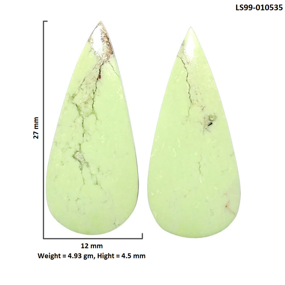 Natural Lemon Chrysoprase 12x27x4.5 mm Pear Shape Polished Gemstone LS99-010535