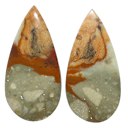 Natural Rocky Butte Picture Jasper 12.2x25.2x3.5 mm Pear Shape Polished Gemstone LS99-010544
