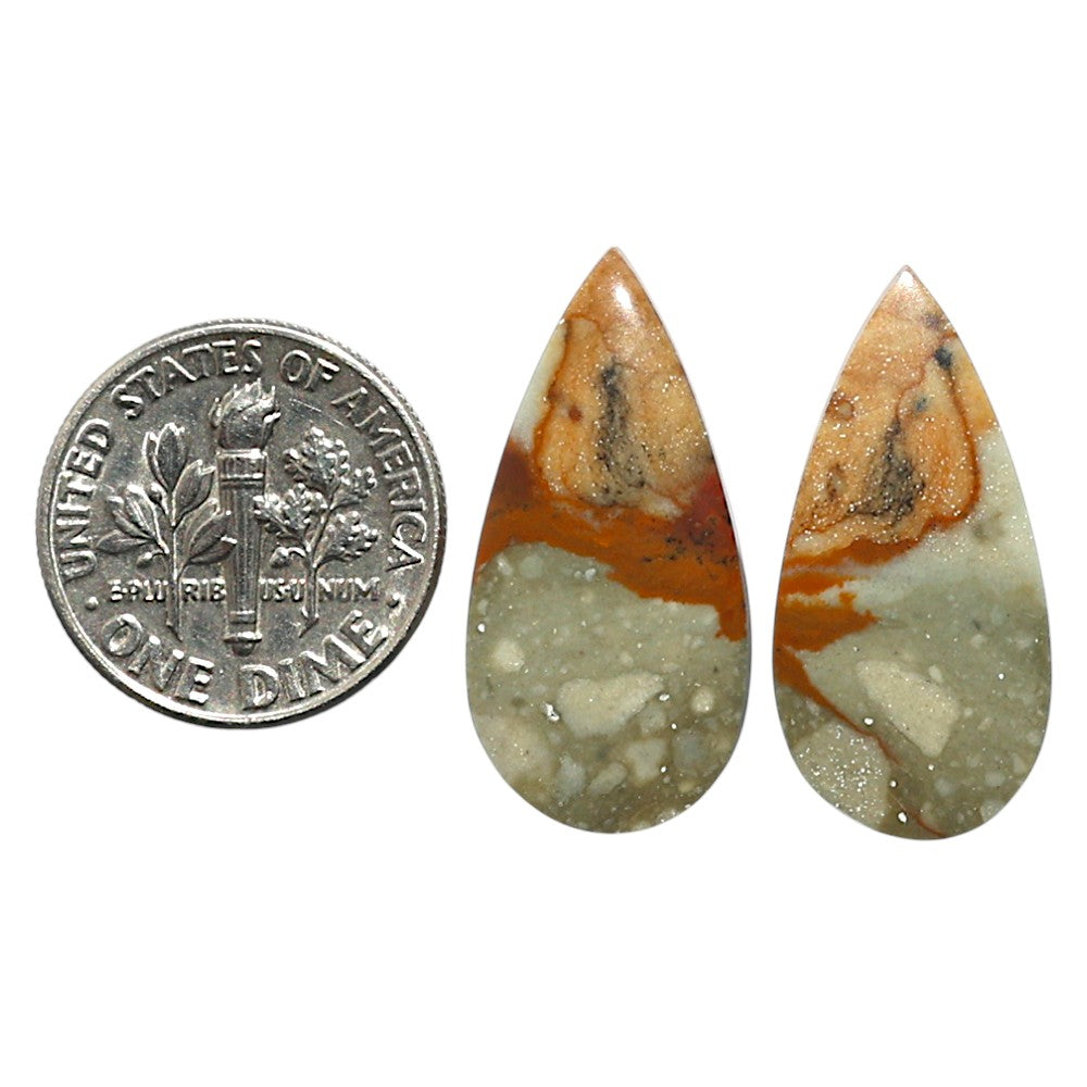Natural Rocky Butte Picture Jasper 12.2x25.2x3.5 mm Pear Shape Polished Gemstone LS99-010544